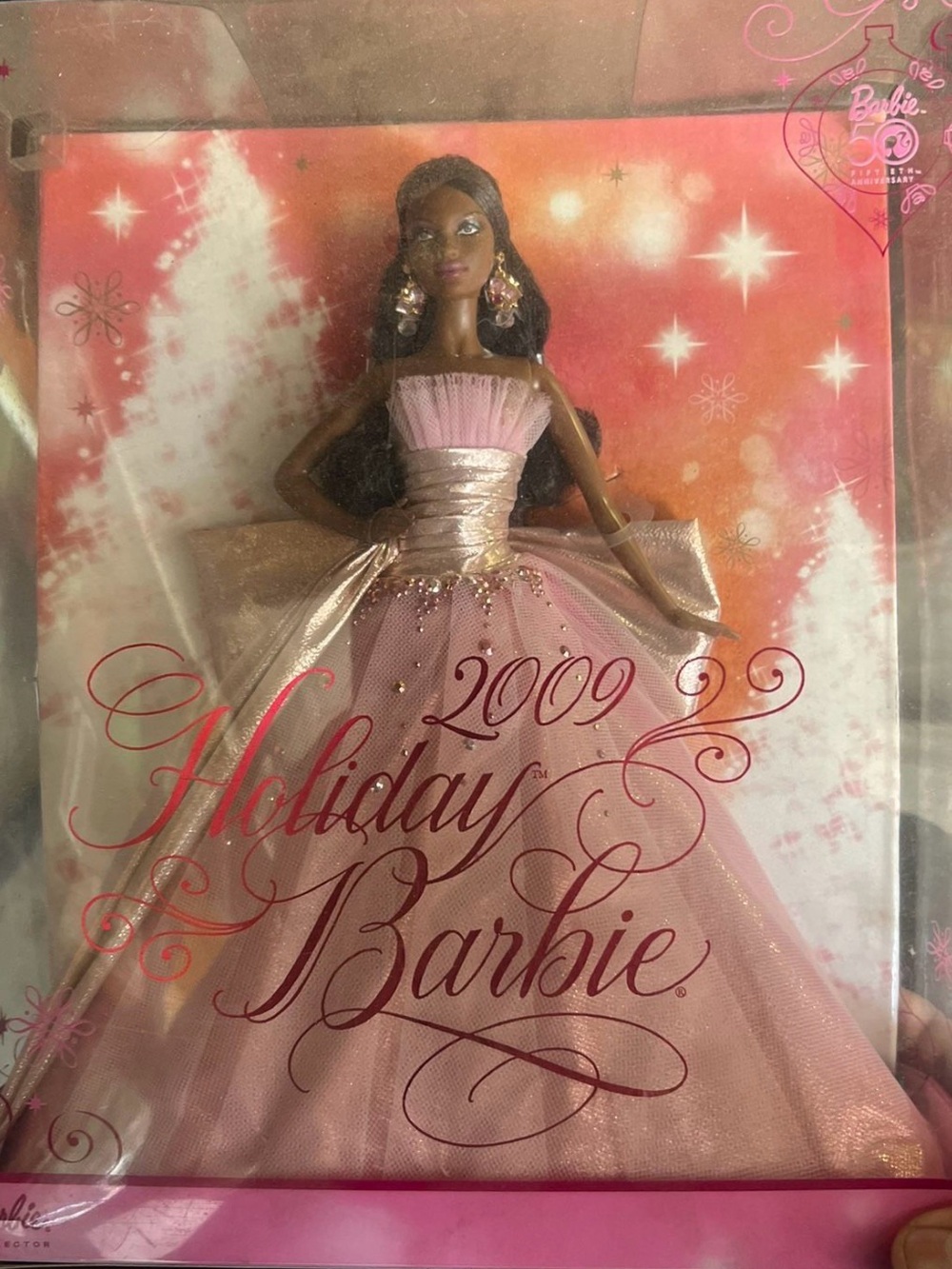 Barbie 2009 Holiday Doll in Pink and Gold Gown